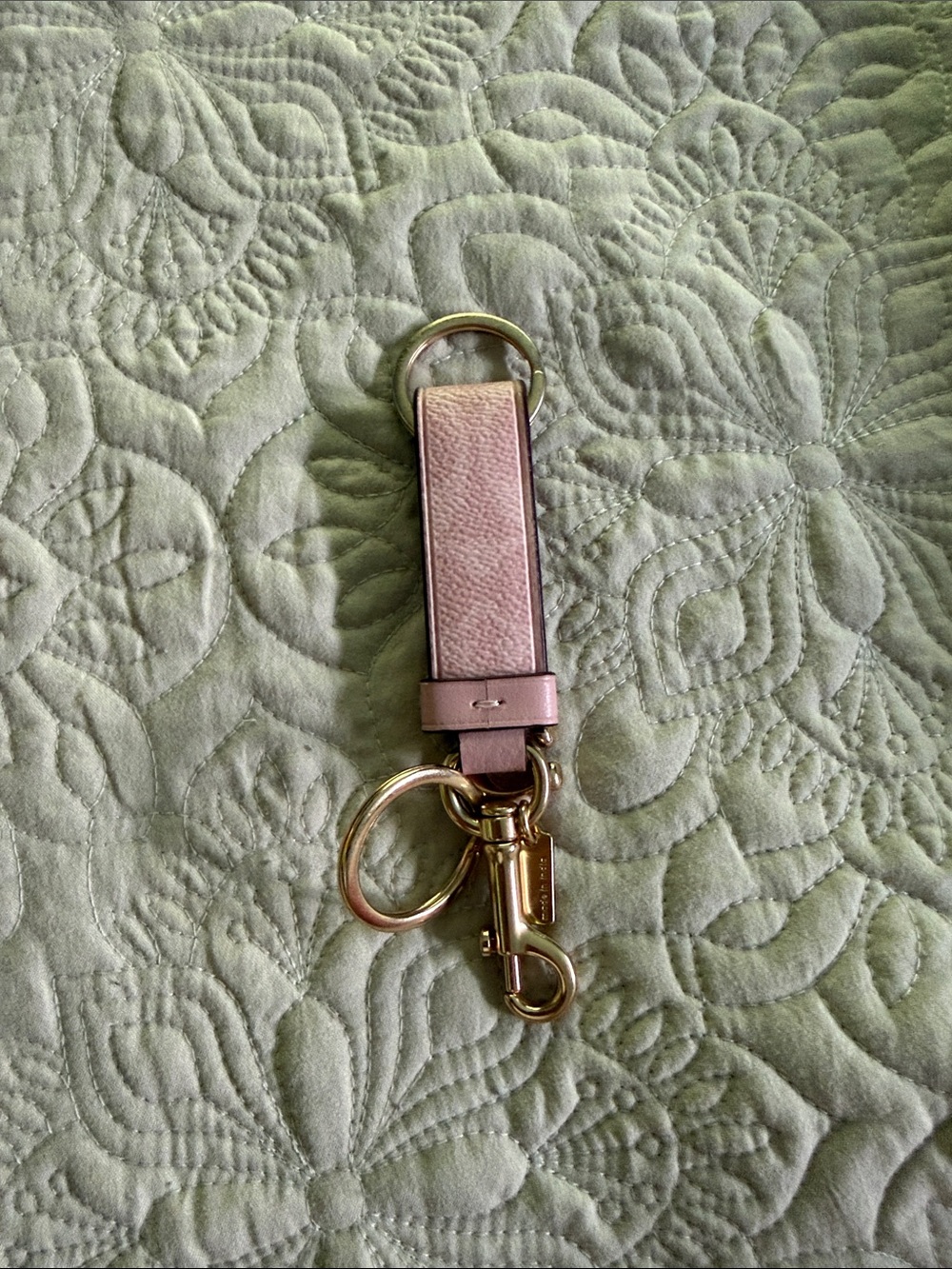 Coach Pink Leather Key Clip with Gold Hardware